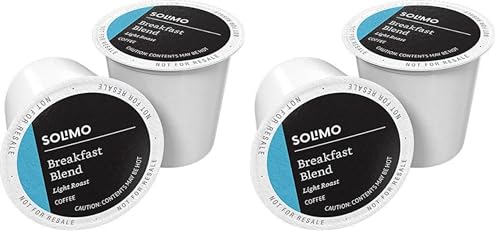 Image of Amazon Brand - Solimo Light Roast Coffee Pods, Breakfast Blend, Compatible with Keurig 2.0 K-Cup Brewers, 100 Count (Pack of 2)