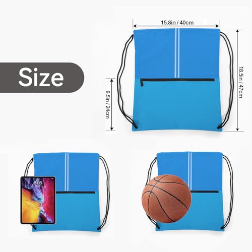 Image of Drawstring Backpack Large Sports Gym Draw String Bag for Women and Men (Ocean Blue)