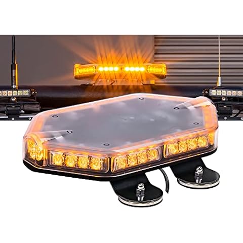 LAMPHUS NanoFlare NFMB40 12" 12V 40W AMBER LED Strobe Mini Light Bar [Magnet/Permanent Mount] Yellow Rooftop Rotating Safety Flashing Emergency Warning Beacon Lightbar for Work Truck Vehicle Cover