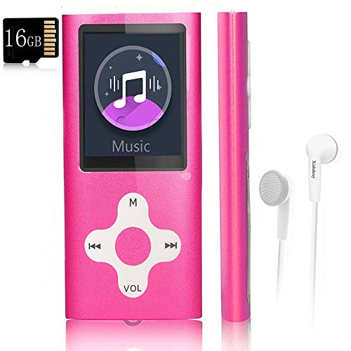 Mp3 Player,Music Player with a 16 GB Memory Card Portable Digital Music Player/Video/Voice Record/FM Radio/E-Book Reader/Photo Viewer/1.8 LCD (Pink)