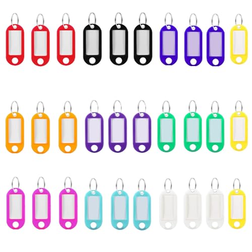 30 Llaveros de Plástico Coloridos para Escribir, Etiquetas para Llaves Personalizadas de Plastico con Identificador Llaves Etiquetas para Llaves Maletas Mascotas Marcadores Oficina,10 Colore