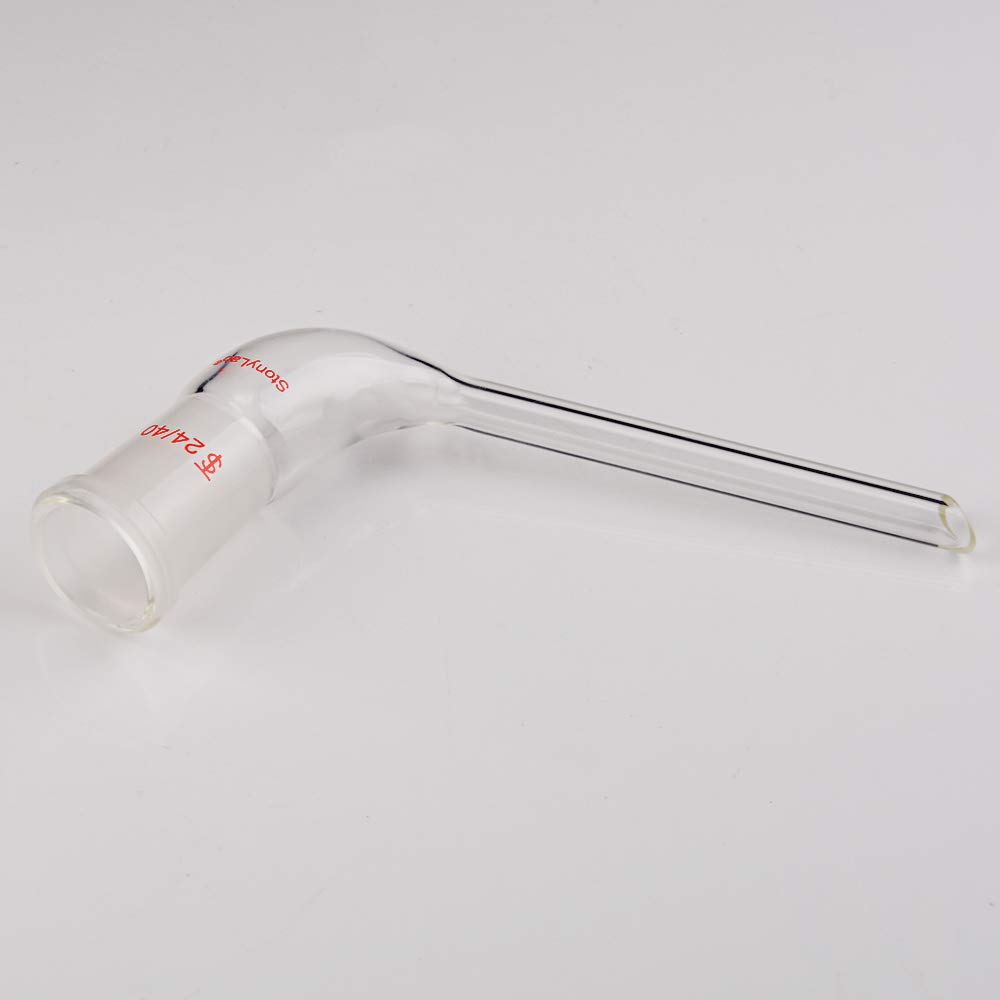 stonylab Adaptateur de Distillation à Angle de 105 Degrés en Verre, Adaptateur Coudé de Distillation en Verre Borosilicaté avec Joint 24/40 et Tube d'égouttement Conique de 100mm pour Laboratoire
