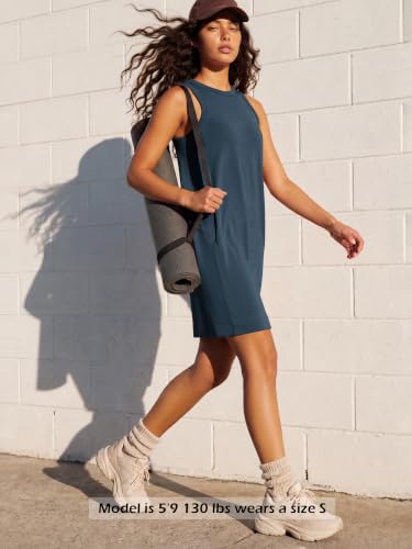Image of ODODOS Modal Soft Loose Tank Dress for Women Casual Sleeveless Sundress with Kangaroo Pocket Summer Dress