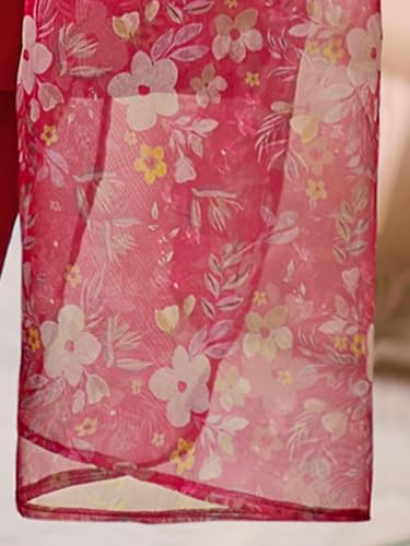 Image of INDO ERA Women's Embroidered Silk Blend Calf Length Straight Kurta Trouser With Dupatta Set (IEOUT7589)