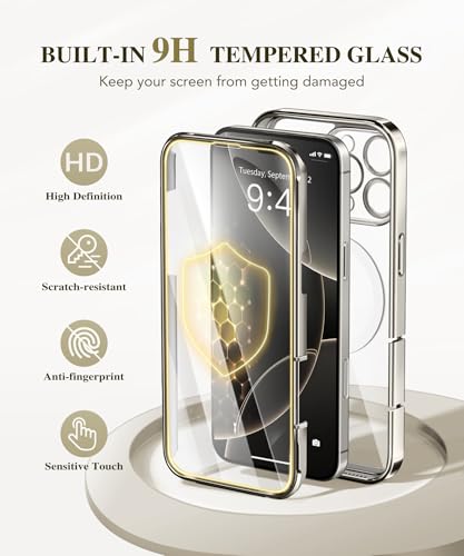 Coque iPhone 16 Pro Max BERFY magnétique intégrale en verre trempé 9H - 5
