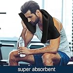 Microfiber Gym Towels for Working Out, Quickly Dry Yoga Towels for Men & Women Tennis, 16 Inch x 27 Inch, 6 Pack, Black - Image 2