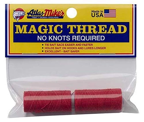 Atlas Mike’s Magic Thread – No-Knot Bait Thread for Tying Roe Sacs, Holding Soft Baits & Securing Chicken Liver or Shrimp – Elastic Fishing Thread with Optional Dispenser