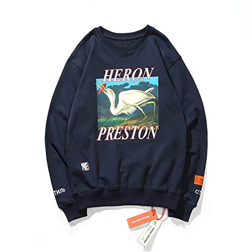 Keren HP Crane Pattern Sudadera de gran tamaño para hombres y mujeres Negro Negro ( XL