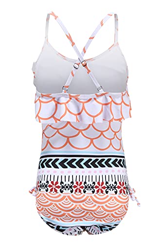 Image of Girls One Piece Swimsuits Ruffle Bathing Suit Kids Hawaiian Floral Swimwear 3-16 Years