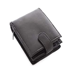 Mens RFID Blocking Soft Leather Wallet with Back Zipped Compartment 11cm x 9.5cm x 1.5cm