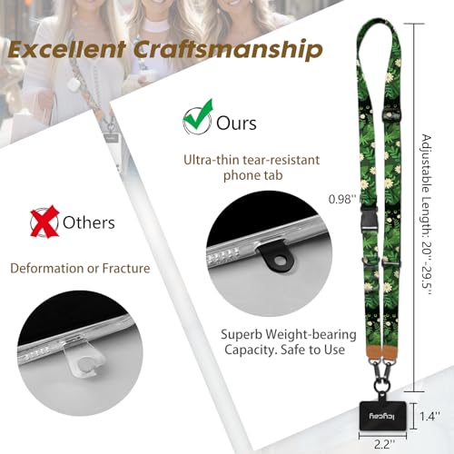 Image of Icycay Phone Lanyard Crossbody Strap Neck Adjustable Teacher Women Leaf Cat