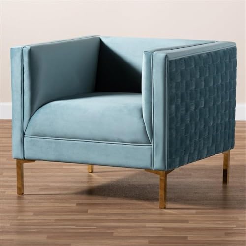 Sillón contemporáneo terciopelo azul miniatura 4