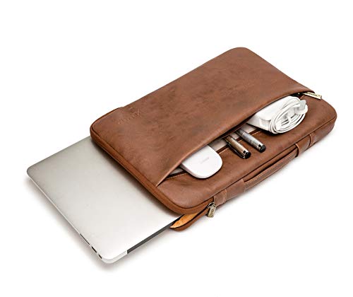 Kinmac 360° Heavy Duty Protective Laptop Sleeve Case Bag Cover with Handle for MacBook Air 13 inch,iPad Pro 13 inch and 13.3 inch HP,Dell,Lenovo,Asus,Acer Laptop (Coffee PU) by Kinmac - Image 3