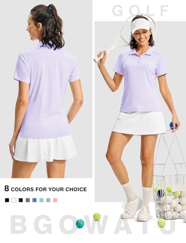 Image of BGOWATU Women's Polo Shirts Golf Tennis Shirts Short Sleeve 3 Buttons Collared Casual Top UV Sun Protection Dry Fit