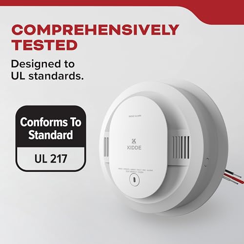 Image of Kidde Smoke Detector, Hardwired with AA Battery Backup, Interconnectable, LED Warning Lights, 85 dB Alarm, 5-inches, 20SAR, 1 Pack