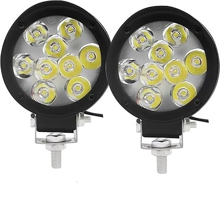 9 LED Round LED Work Light, ABS Plastic Fog Lights Spot Beam, 2-Piece Set Universal for bikes, scooty (Black)-image-32