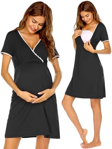 Nursing Nightgown Labor and Delivery Gown Dress Maternity Pajamas