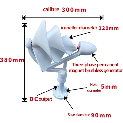 50W generatore di Turbine eoliche 3 Confezione, Modello a Spirale Verticale di Archimede Verticali Silenzioso per Uso Domestico. Mini Eco-Friendly Micro Kit con Design Magnete Permanente.