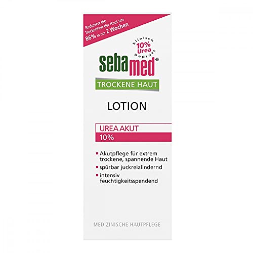 SEBAMED, Trockene Haut Lotion Urea Akut 200ml lindert spürbar Spannungsgefühl Rauheit und Juckreiz und hilft die natürliche Feuchtigkeitsbalance der Haut wieder herzustellen, Almond, 200 ml