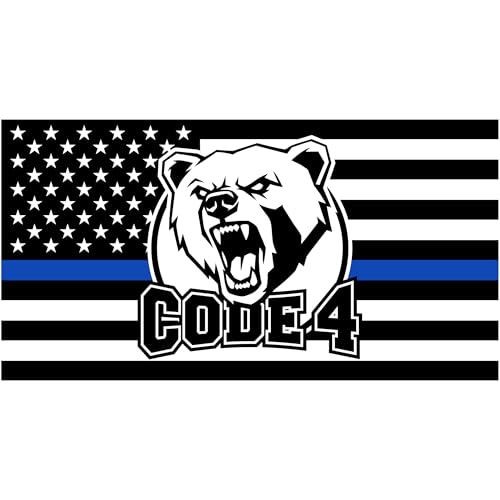 Stickios Code 4 Sticker Police - Thin Blue Line American Flag Decal for Car Truck & Window - Back the Blue - Made in USA (5.8 x 3.1 inches)