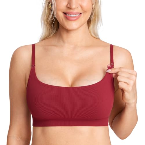 Image of MOMANDA Ribbed Nursing Bras for Breastfeeding Support Maternity Sports Bra Wireless Seamless Sleep Bralettes