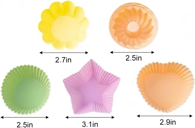 Miniatura 2 de 5 moldes de silicona para hornear, mini cupcakes, forros para magdalenas, tazas reutilizables para horno, freidora de aire, microondas,