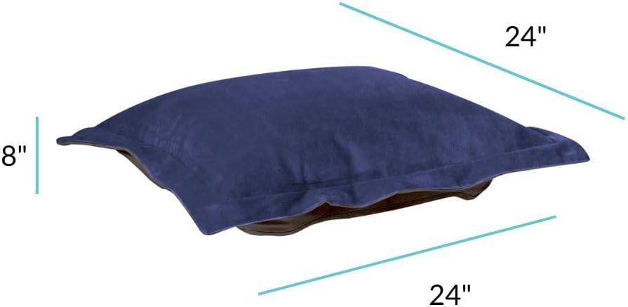 Howard Elliott Puff Ottoman Cushion With Cover, Square Replacement Cushion for Ottoman Sofa Furniture with 100% Natural Linen Fabric for Ottoman Chairs & Furnitures, 24 x 24 Inch, Bella Royal