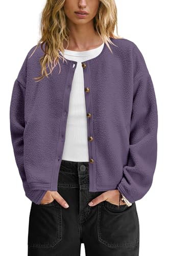 Image of Yanekop Womens Sherpa Jacket Button Down Fleece Winter Coat Fuzzy Jackets Chunky Cardigan Sweaters Open Knit Sweater