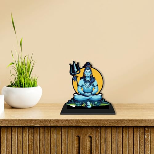 Image of CVANU Wooden Idols & Figurine Table Top Lord Mahadev Decorative Item Religious Showpiece for Study Table| Office Desk| Book Shelf| Gift| Home Decoration (6inch X 6inch) S496