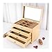 SENWEI Boîte à bijoux en bois verrouillable à 4 étages avec miroir, armoire à bijoux de bureau pour boucles d'oreilles, bagues, colliers (couleur : B)