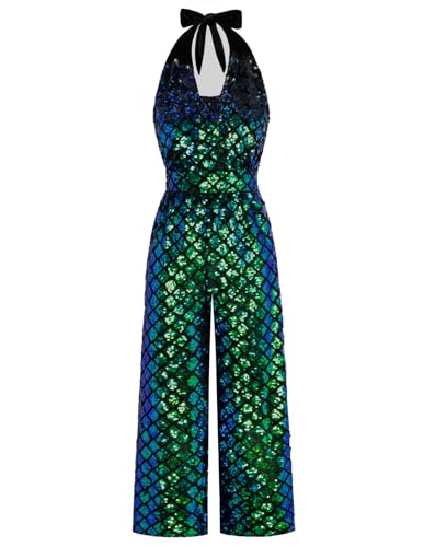 Belle Poque Women Sequin Jumpsuits High Waisted Jumpsuits Backless Long Wide Leg Jumpsuit Romper