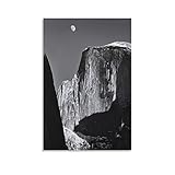 Ansel Adams - Moon Over Half Dome Poster Decorative Painting Canvas Wall Art Living Room Posters Bedroom Painting 12x18inch(30x45cm)