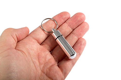 Aribari Mini pillendoosje van aluminium met sleutelring. Waterdichte tabletdoos. Noodcapsule. Cadeauhanger of… - Image 8