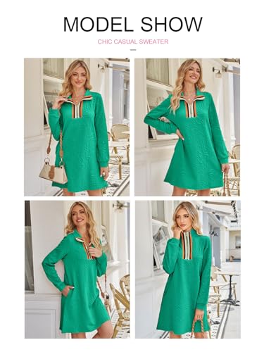 Image of BLENCOT Women's Dress Zip Up Stand Neck Pullover Sweatshirt Mini Dresses