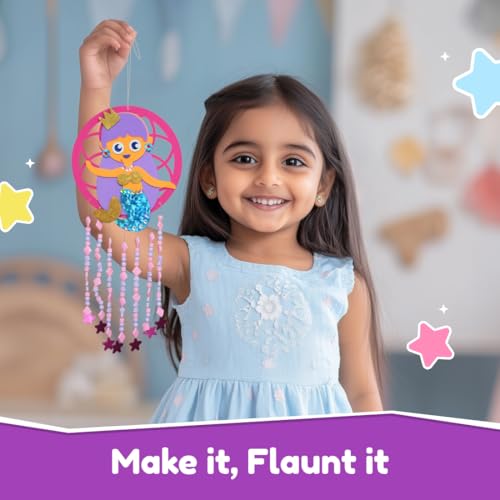 Bloomingo DIY Mermaid Dreamcatcher Craft Kit – Creative & Engaging Gift for Kids | Develop Fine Motor Skills, Learn Crafting | Explore Imagination | Fun Craft Activity | Ages 4+