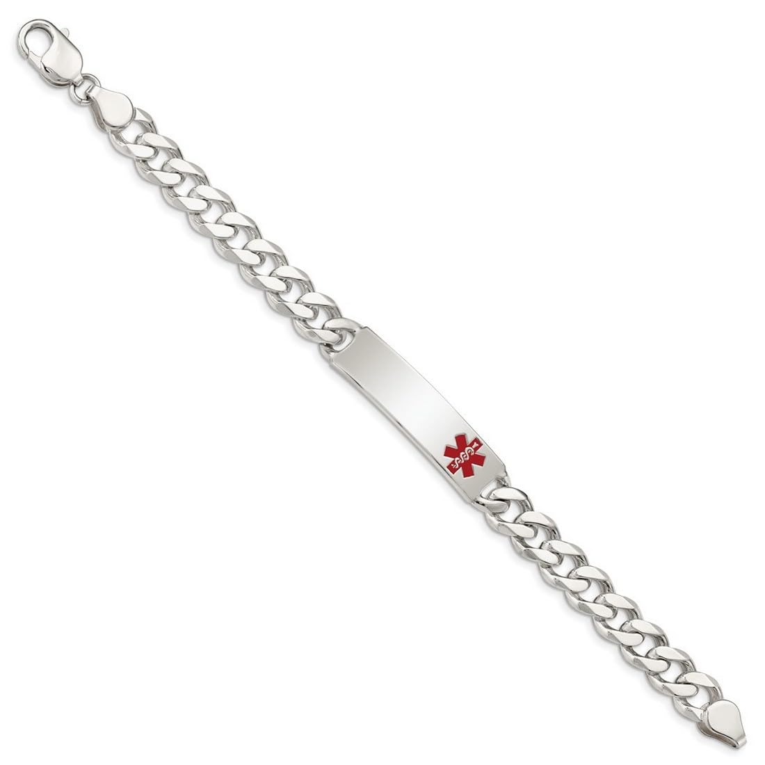 925 Sterling Silber Gravierbarer Karabinerverschluss poliert Medizinische Panzerkette ID Armband Schmuck Geschenke für Frauen - Längenoptionen: 19 22