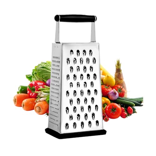 Kitchen Käsereibe 4-Seitige, Vierkantreibe Edelstahl, Küchenreibe für Obst, Gemüse, Käse, Schokolade, Spülmaschinengeeignet, Vielseitig Einsetzbar Reibe Edelstahl