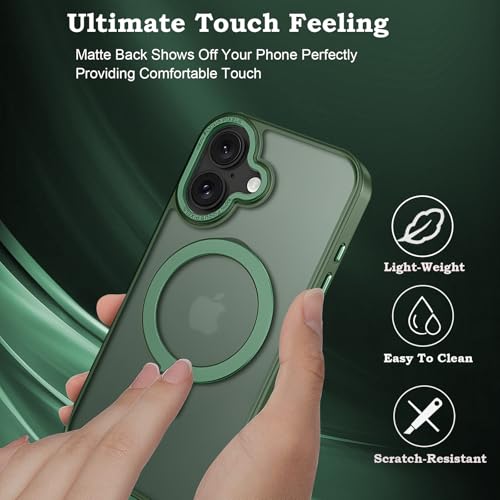 Coque magnétique pour iPhone 17 ROUMAYMAY avec support béquille vert