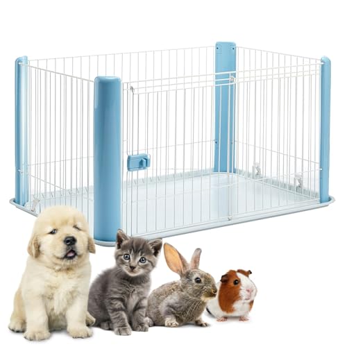 Iris Ohyama Welpenauslauf mit abschließbarer Tür, H60cm, Blau, Katzengehege, Hundebox, Hundegitter, Für Outdoor, Indoor, Welpenlaufstall, Hundezaun, Welpenzaun, Laufstall Hund, CLS-1130