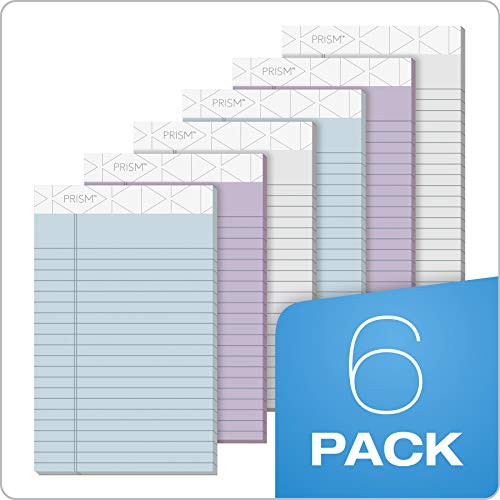 Tops Prism+ Schreibblöcke, 21 x 29 cm, verschiedene Farben, je 2 Stück: Grau, Orchidee, Blau, Protokolllinien, 50 Blatt, perforierte Seiten, 6 Stück (63116)