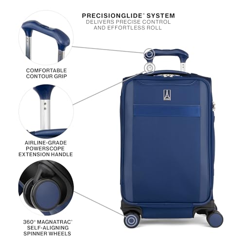 Travelpro VersaPack+ Lightweight Softside Expandable Carry on Luggage, 8 Spinner Suitcase, TSA Lock, Men and Women, Carry On 21-Inch, Estate Blue - Image 3