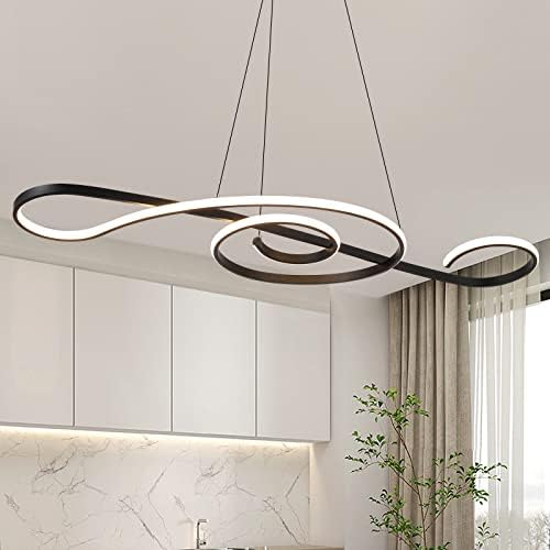 Modern Led Chandelier Dimmable Music Symbol Chandelier with Remote Control Adjustable Kitchen Island Pendant Light for Dining Room Living Room Bedroom