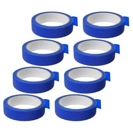BUGUUYO 8 Rolls Blue Masking Tape for Painting Precision Masking Paper Tape 25mm X 20m, Easy Application and Removal, Multi-Surface Use for Drafting and Outdoor Projects