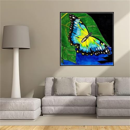 Strass kit de point de croix diamond painting papillon vert de qualité - 2