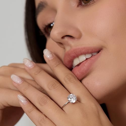 Michooyel S925 4ct Round Brilliant Cut Solitaire Engagement Rings For Women Wedding Ring Sterling Silver Cubic Zirconia Promise Ring Fine Jewelry For Women4