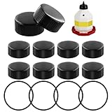 Plastic Poultry Waterer Replacement Parts Kit - 10 Caps & 4 O-Rings, Compatible with Miller, Little Giant PPF & Farm-Tuff 3/5/7 Gallon Poultry Founts (Black)