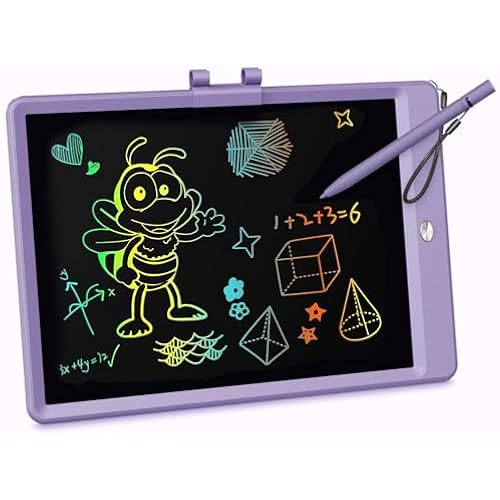 KOKODI LCD Writing Tablet, 10 Inch Colorful Toddler Doodle Board Drawing Tablet, Erasable Reusable Electronic Drawing Pads, Educational and Learning Toy for 3-6 Years Old Boy and Girls(Purple)