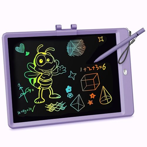 KOKODI LCD Writing Tablet, 10 Inch Colorful Toddler Doodle Board Drawing Tablet, Erasable Reusable Electronic Drawing Pads, Educational and Learning Toy for 3-6 Years Old Boy and Girls(Purple)