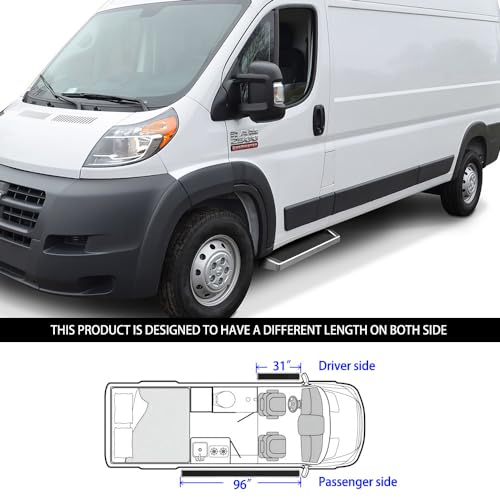 HD Ridez Estribos Laterales 6" Plata Compatible Van Ram ProMaster miniatura 6