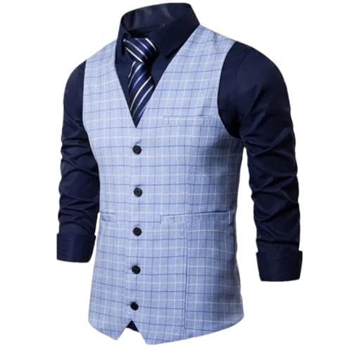 Men’S Herringbone Suit Vest Single Breasted V-Neck Slim Fit Sleeveless Jacket For Business Party